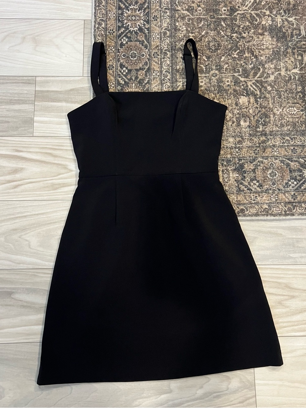 French Connection Black Square-Neck Mini Dress